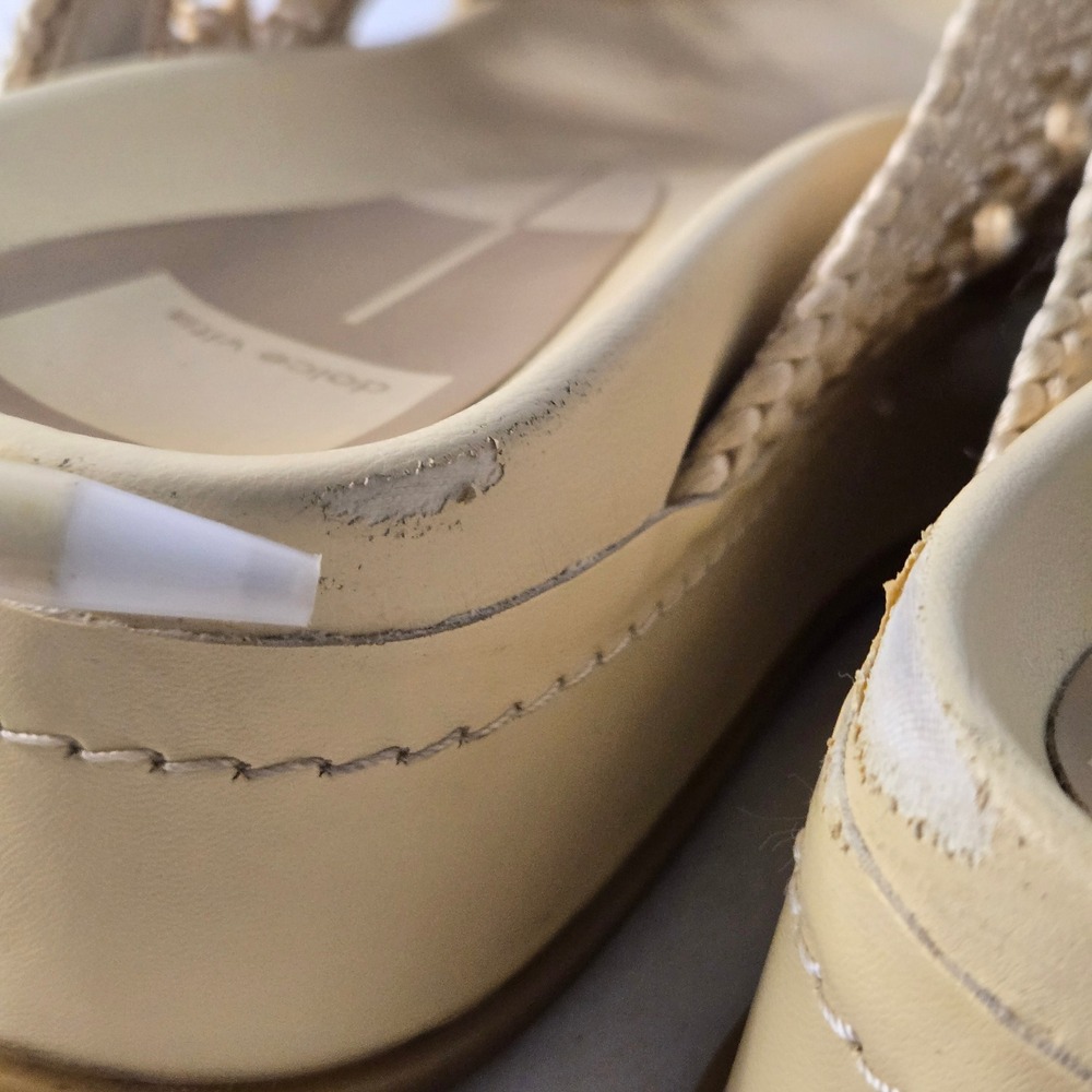 Dolce Vita Womens Woven Crisscross Platform Slide Sandals Cream Tan Boho Chunky - Picture 9 of 11